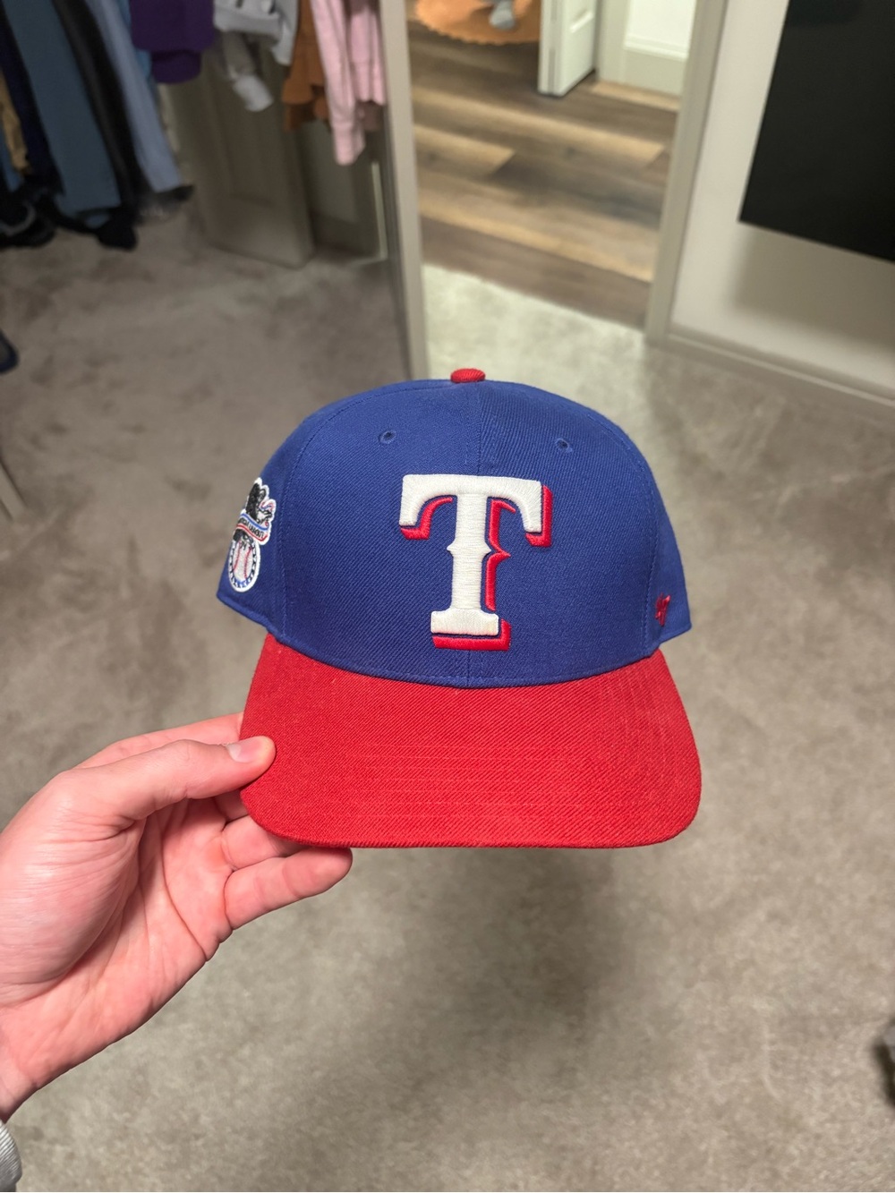 Texas Rangers Blue & Red Baseball Cap with Embroidered T